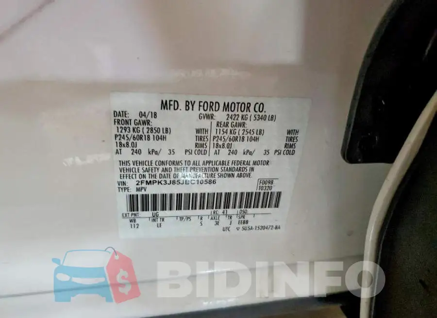 2FMPK3J85JBC10586 Photo# 12