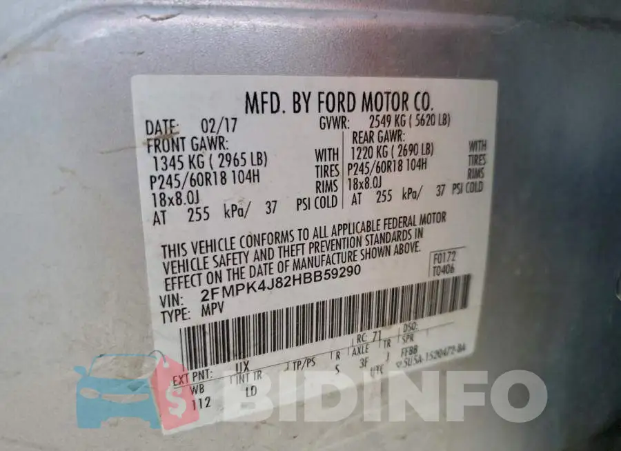 2FMPK4J82HBB59290 Photo# 13