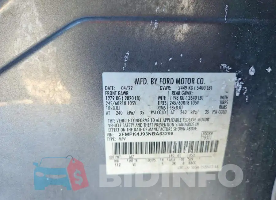 2FMPK4J93NBA63298 Photo# 13