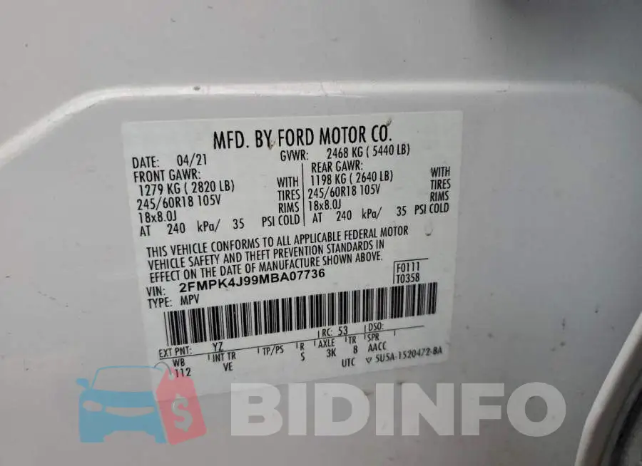 2FMPK4J99MBA07736 Photo# 14