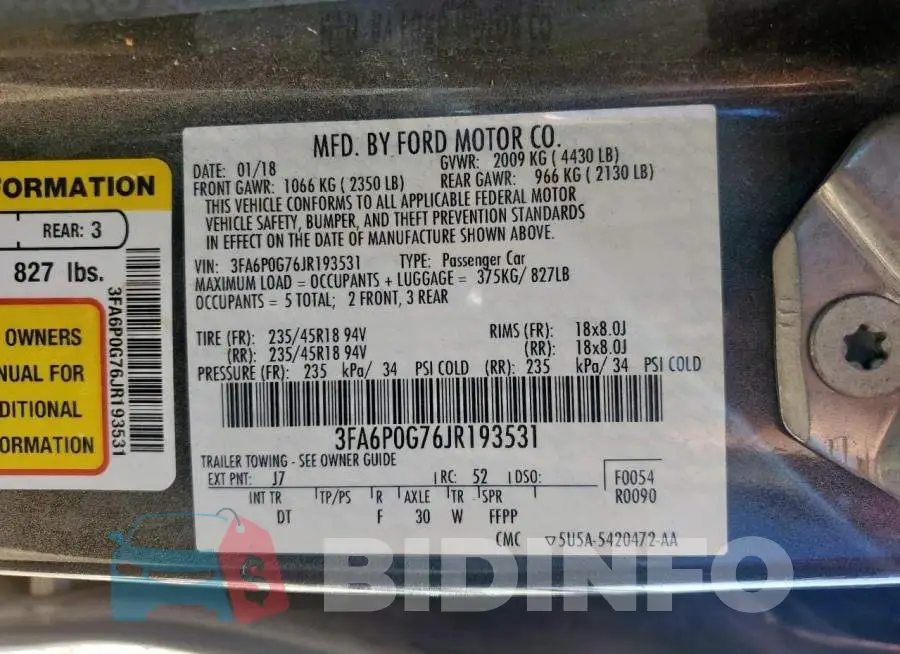 3FA6P0G76JR193531 Photo# 13