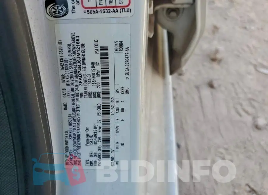 3FADP4BJ6JM121663 Photo# 12