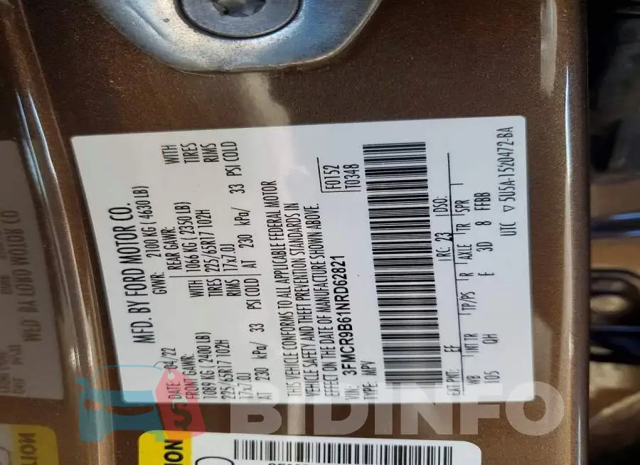 3FMCR9B61NRD62821 Photo# 13