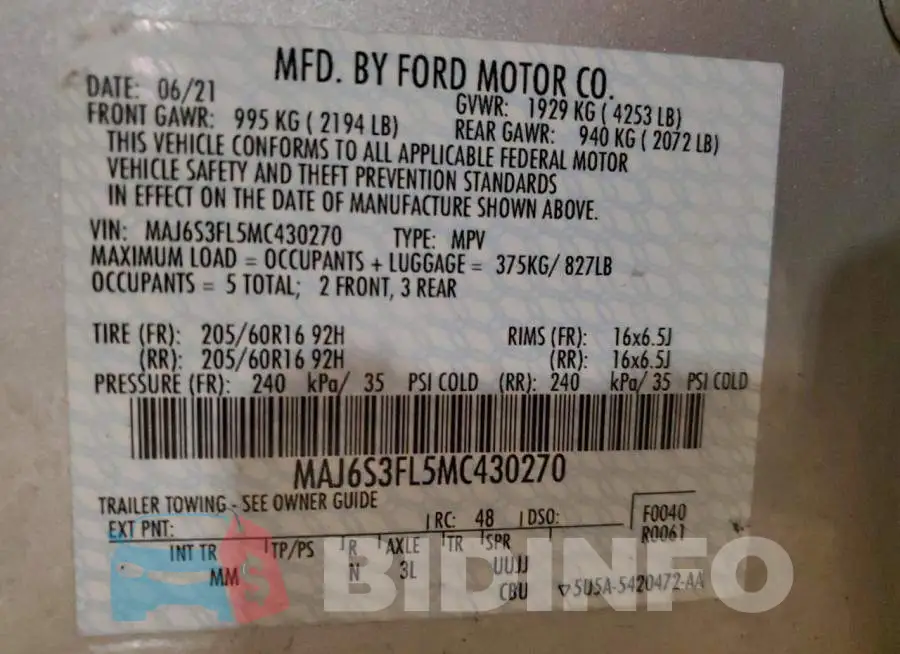 MAJ6S3FL5MC430270 Photo# 14