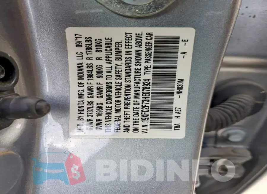 19XFC2F73HE078924 Photo# 12