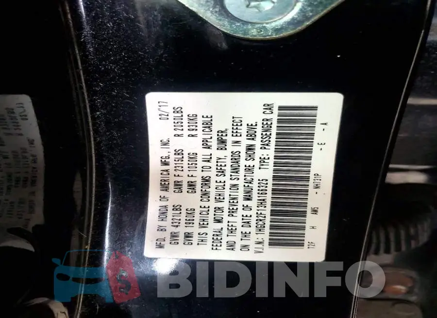 1HGCR2F13HA166325 Photo# 12