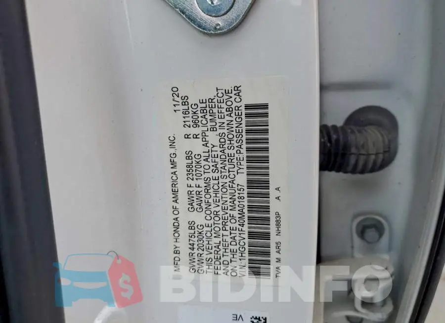 1HGCV1F40MA018157 Photo# 12