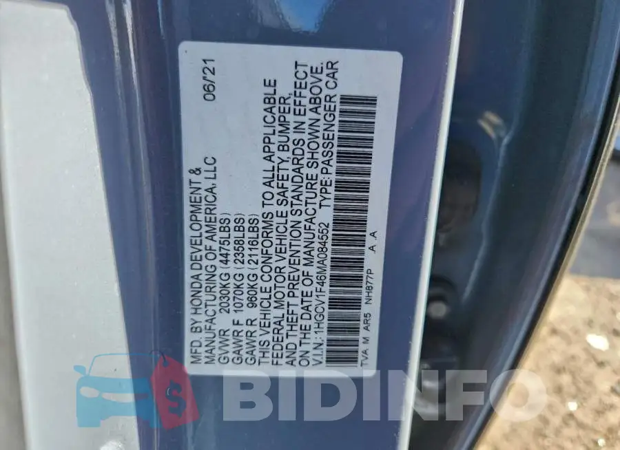 1HGCV1F46MA084552 Photo# 13