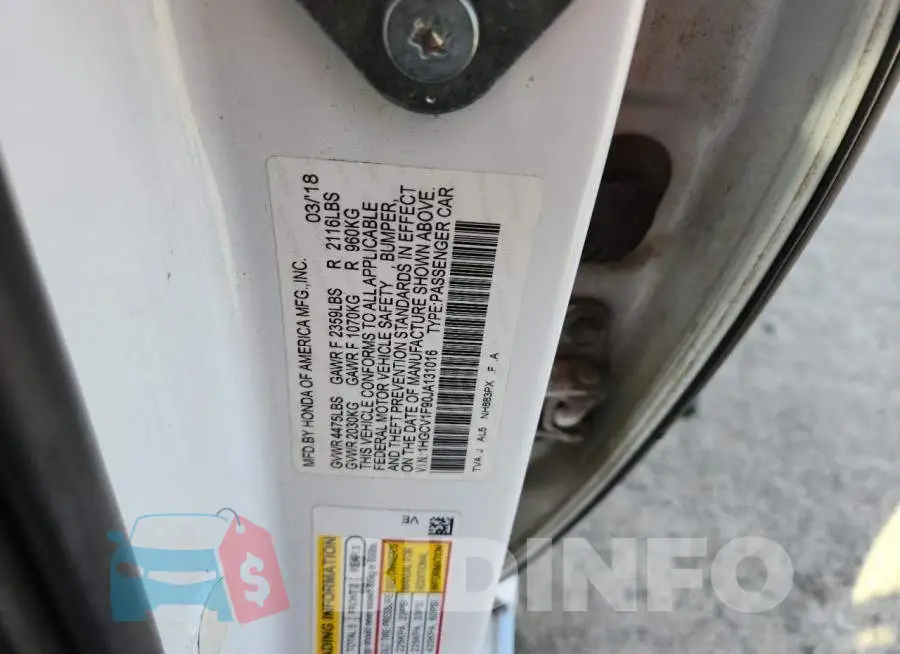 1HGCV1F90JA131016 Photo# 12