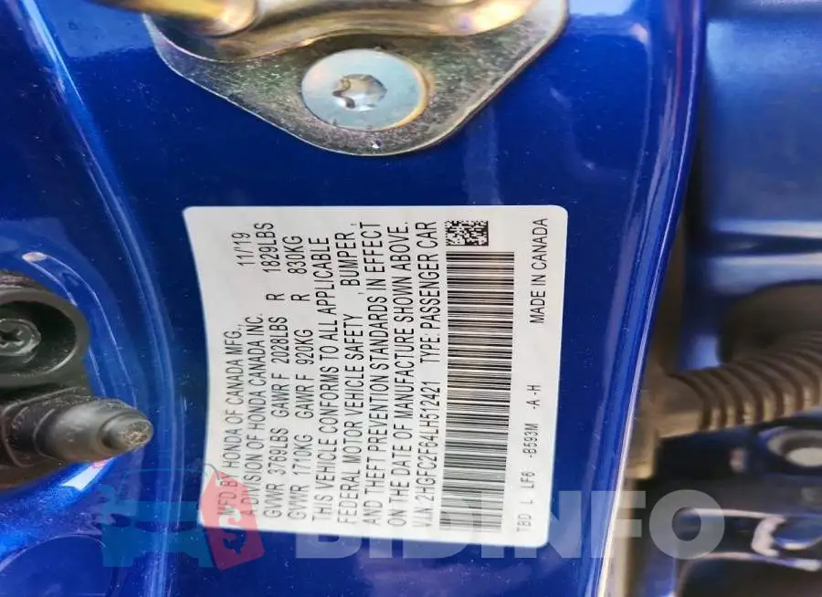 2HGFC2F64LH512421 Photo# 12