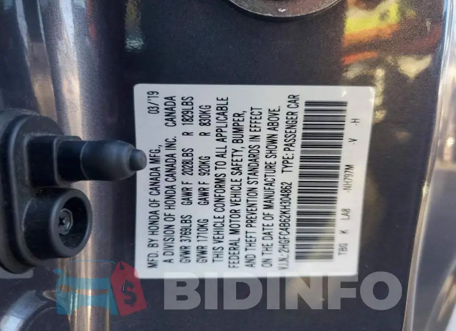 2HGFC4B62KH304862 Photo# 12