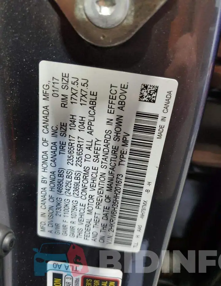 2HKRW6H35HH201673 Photo# 13