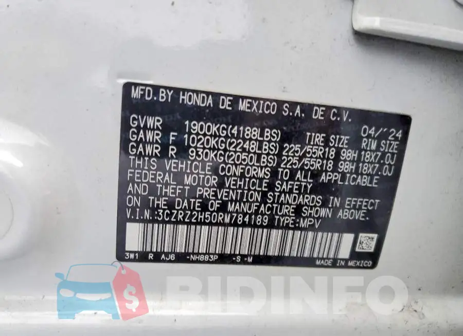 3CZRZ2H50RM784189 Photo# 13