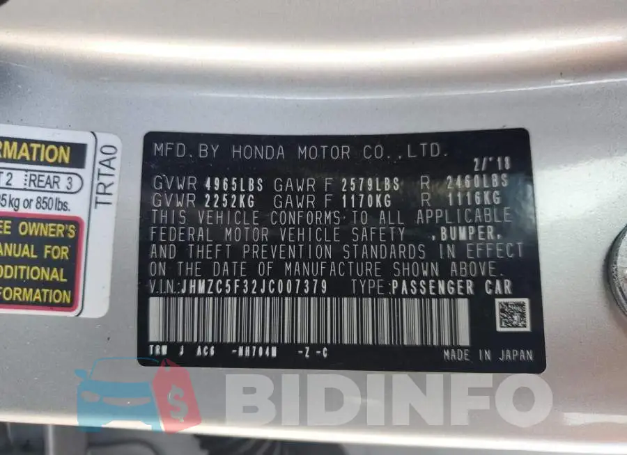 JHMZC5F32JC007379 Photo# 12