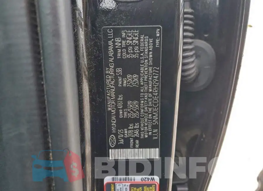 5NMJECDE4RH294772 Photo# 13
