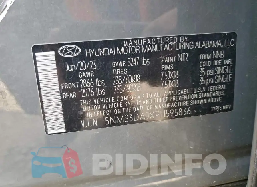5NMS3DAJXPH595836 Photo# 13