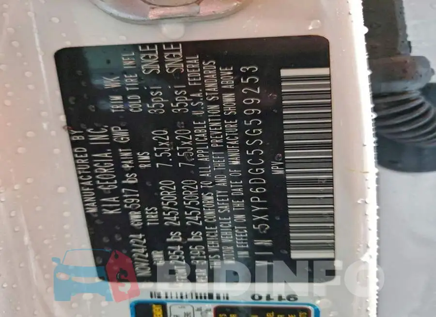 5XYP6DGC5SG599253 Photo# 14