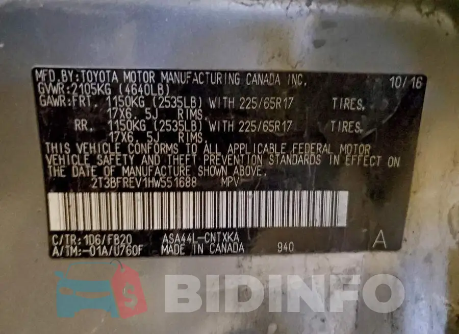 2T3BFREV1HW551688 Photo# 13