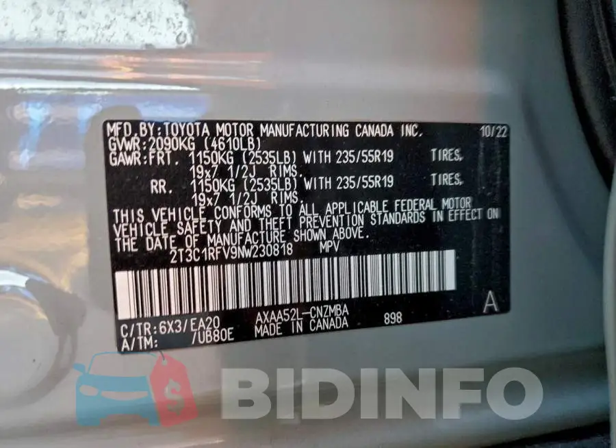 2T3C1RFV9NW230818 Photo# 14