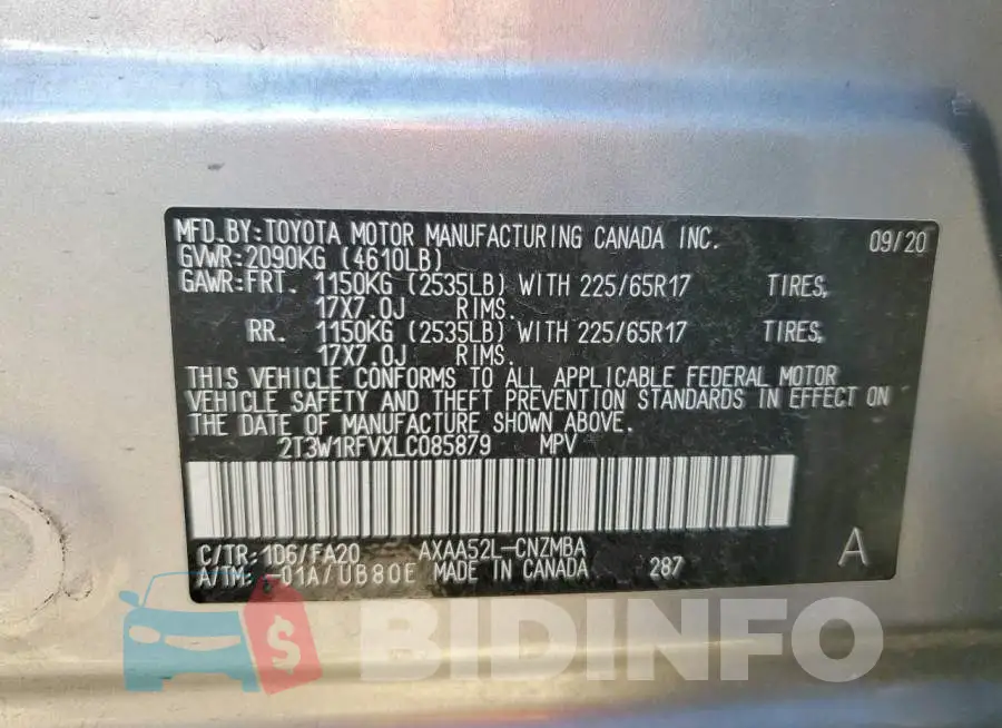 2T3W1RFVXLC085879 Photo# 14