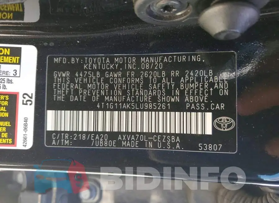 4T1G11AK5LU985261 Photo# 12