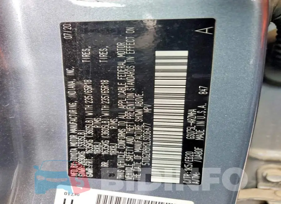 5TDGZRBH2LS036477 Photo# 14