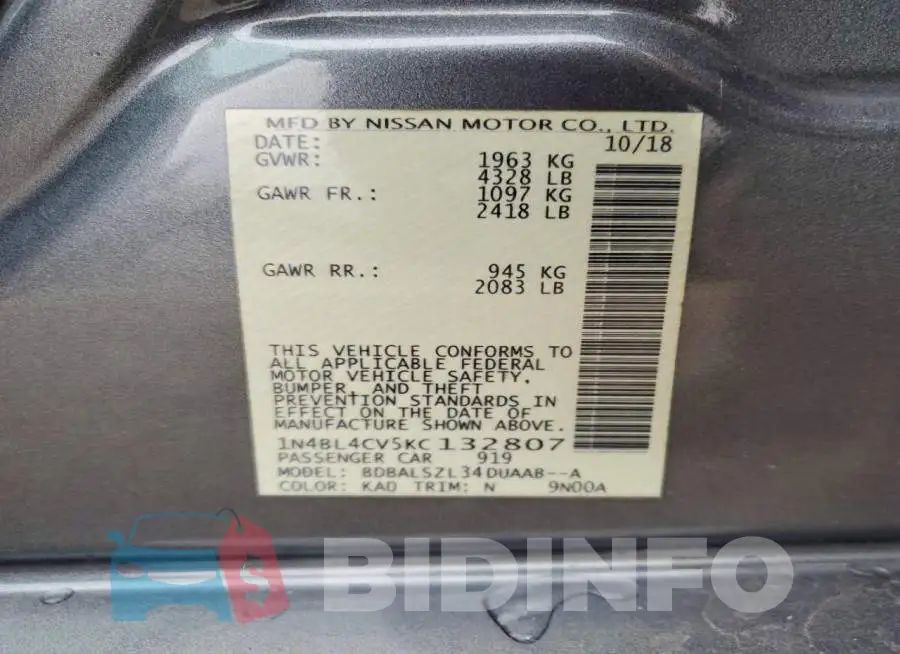1N4BL4CV5KC132807 Photo# 12