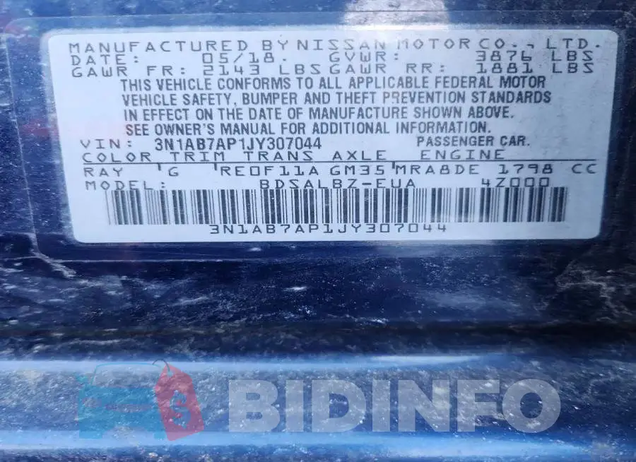3N1AB7AP1JY307044 Photo# 12