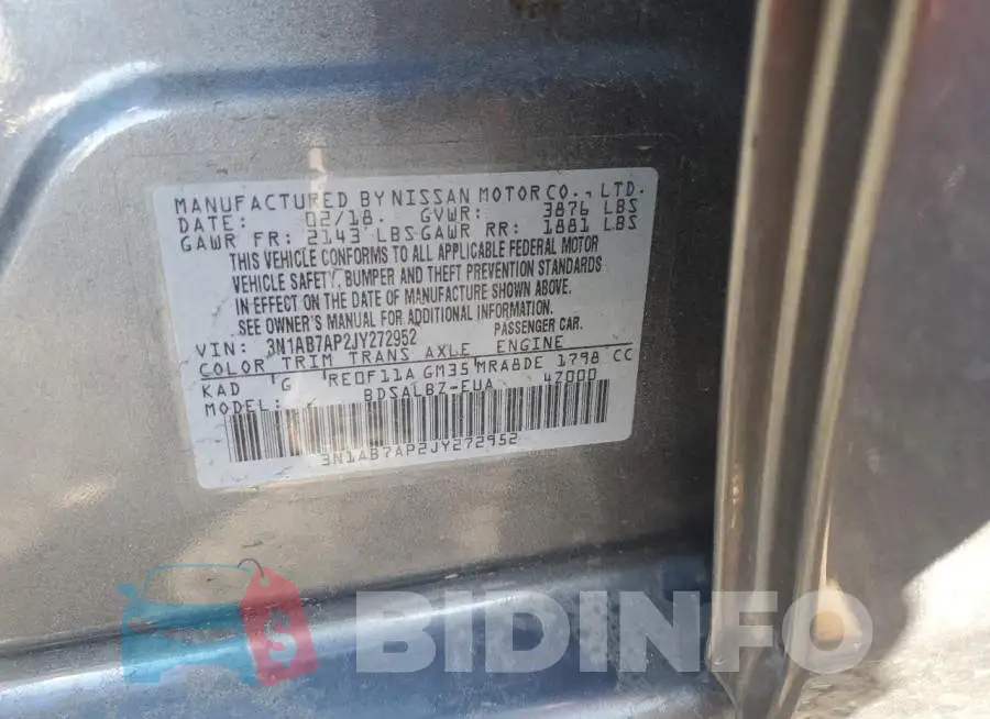 3N1AB7AP2JY272952 Photo# 12