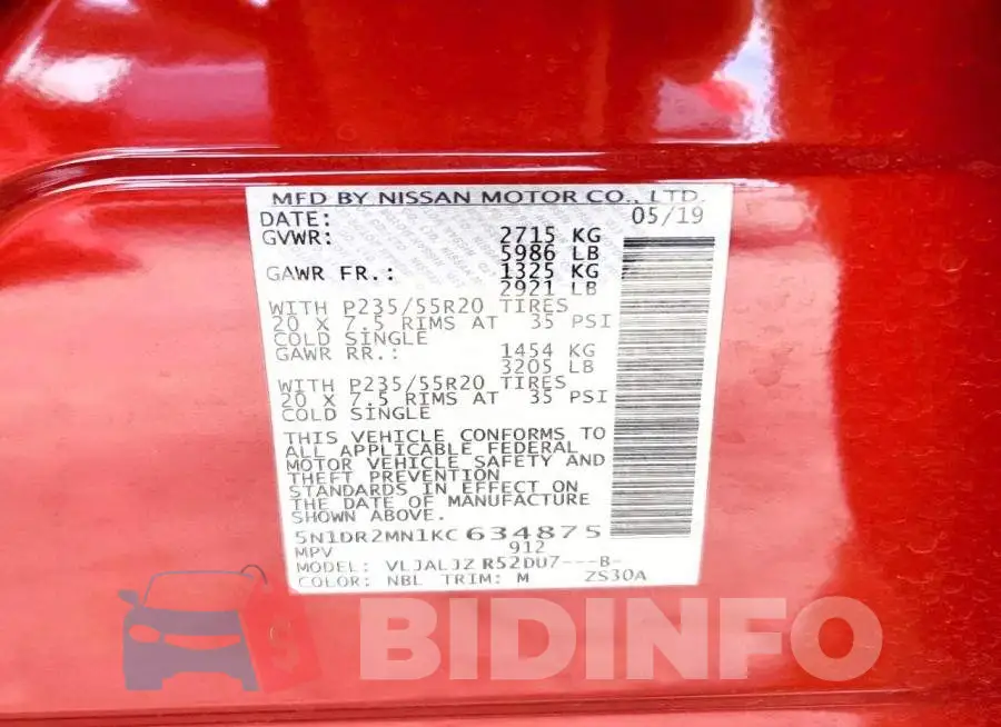 5N1DR2MN1KC634875 Photo# 13