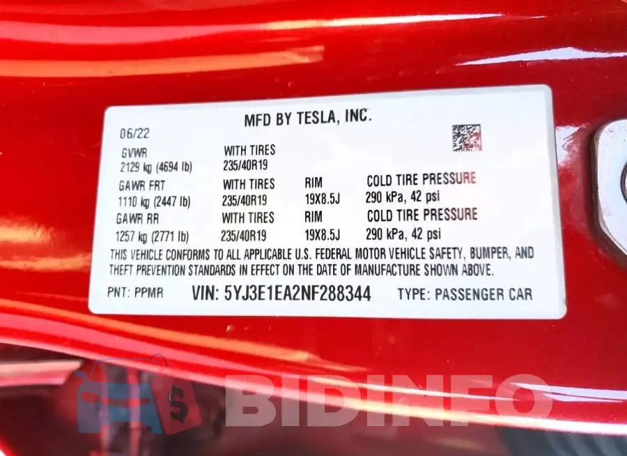 5YJ3E1EA2NF288344 Photo# 12