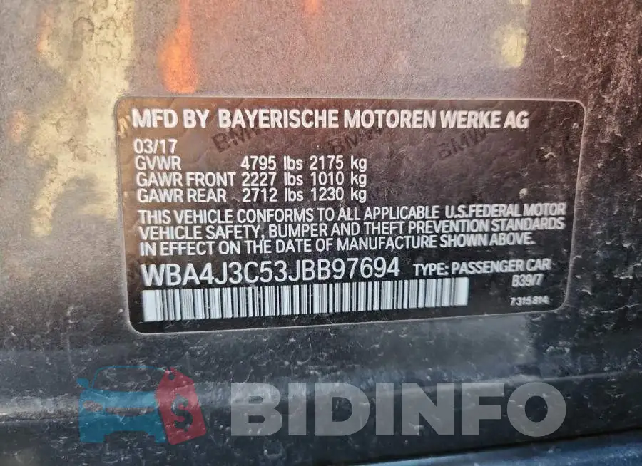 WBA4J3C53JBB97694 Photo# 12