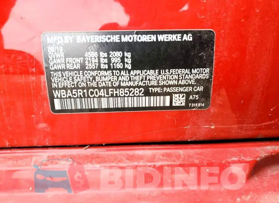 WBA5R1C04LFH85282 Photo# 12