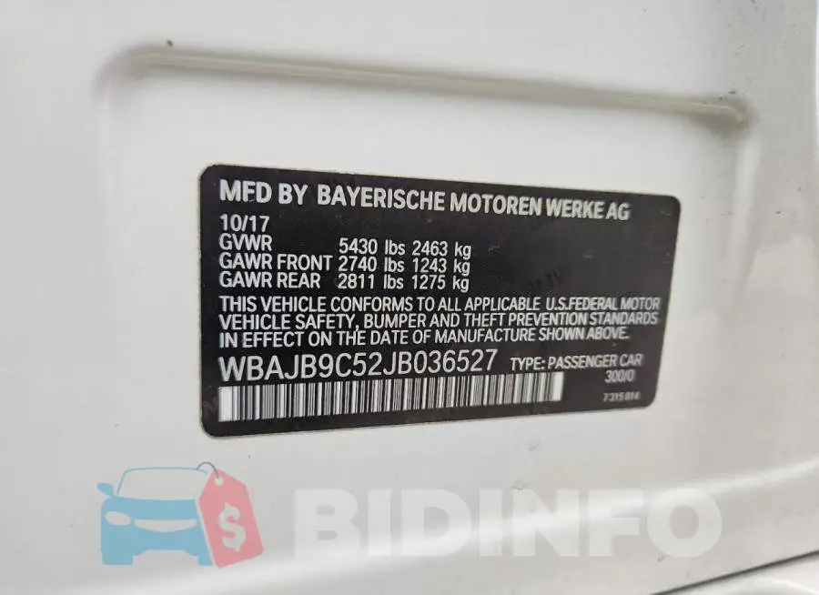 WBAJB9C52JB036527 Photo# 12