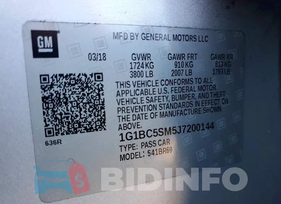 1G1BC5SM5J7200144 Photo# 12