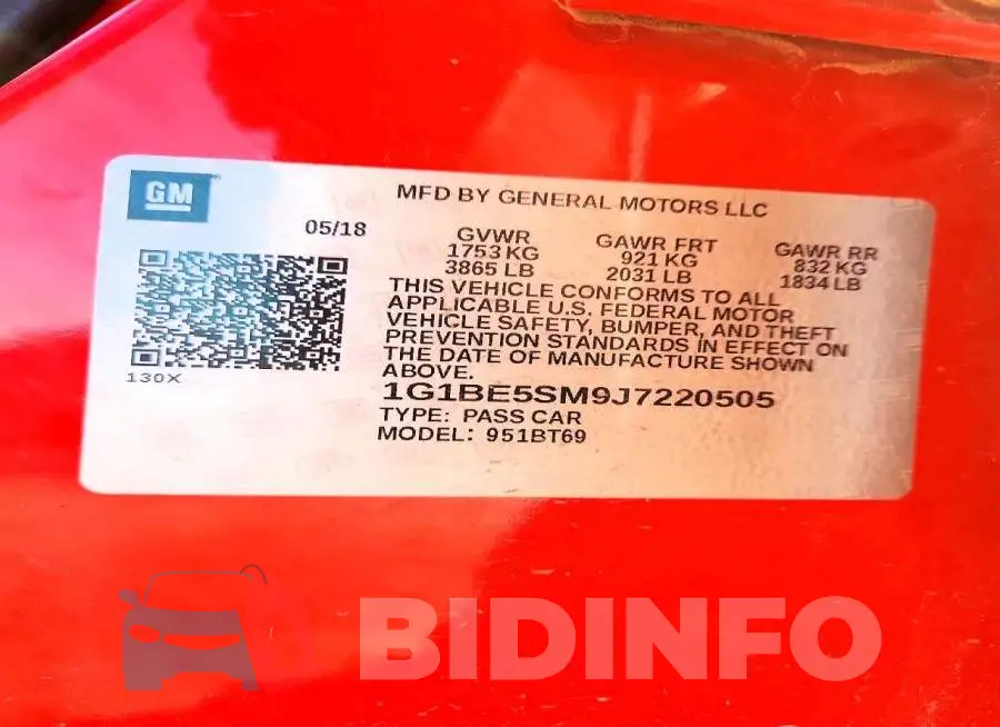 1G1BE5SM9J7220505 Photo# 13