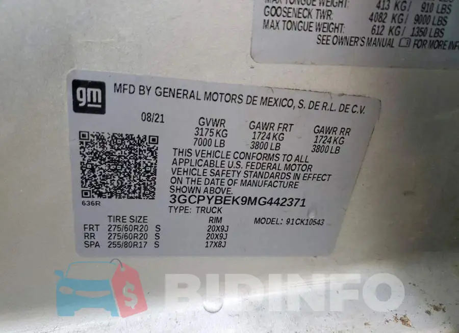 3GCPYBEK9MG442371 Photo# 12