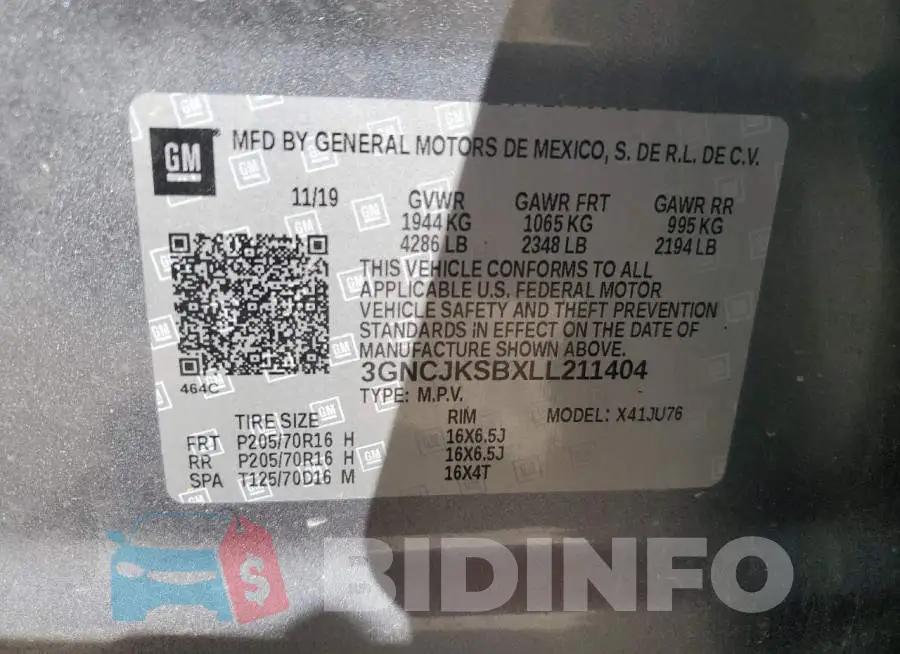 3GNCJKSBXLL211404 Photo# 13