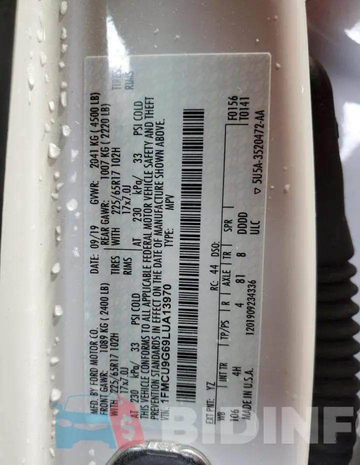 1FMCU9G69LUA13970 Photo# 13