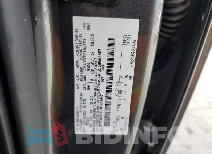 1FT7W2BT5JEB03547 Photo# 12
