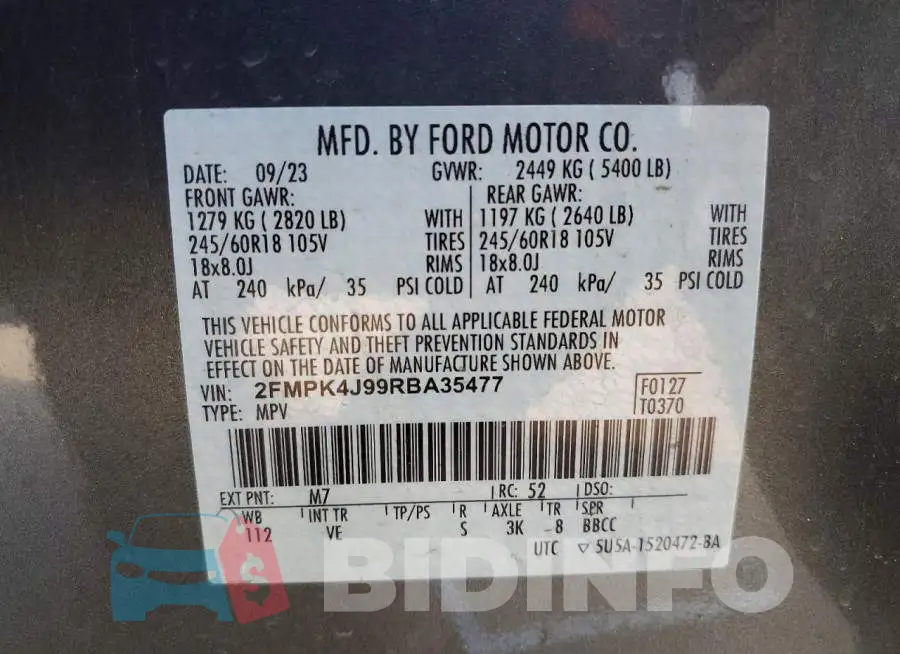 2FMPK4J99RBA35477 Photo# 14