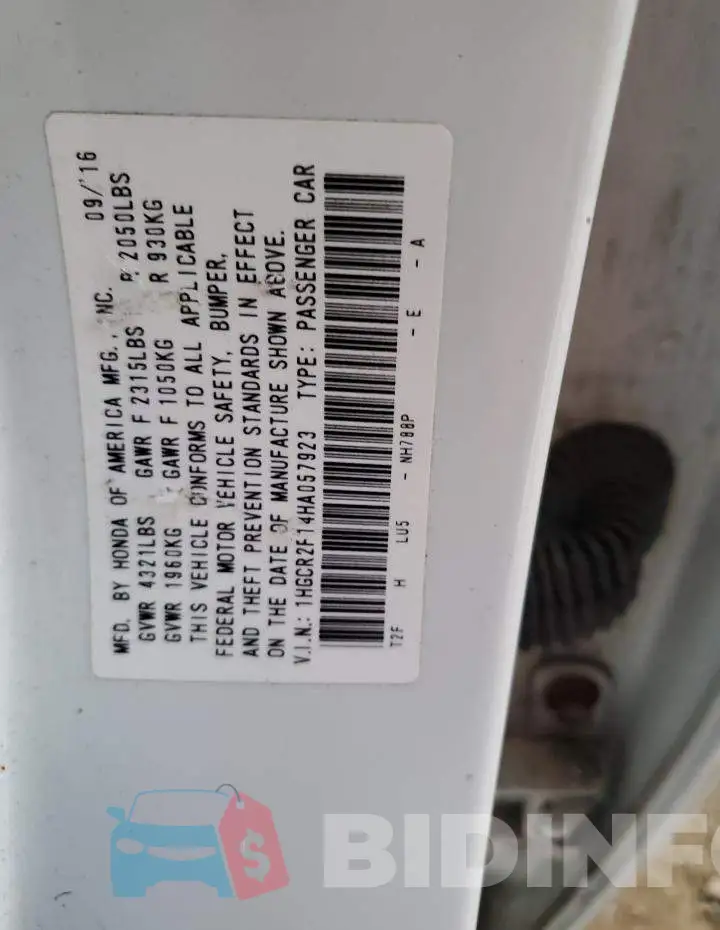 1HGCR2F14HA057923 Photo# 12
