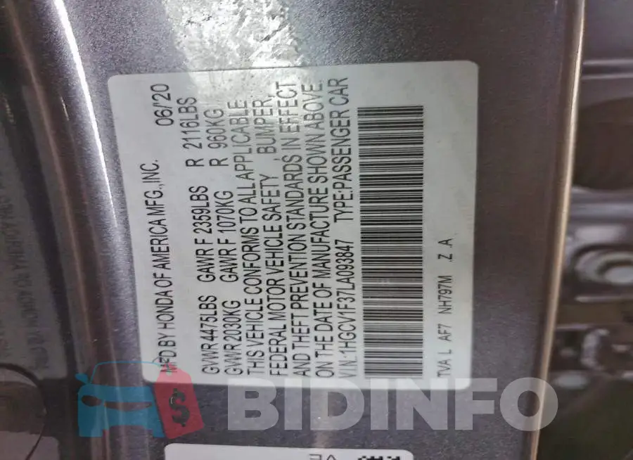 1HGCV1F37LA093847 Photo# 12