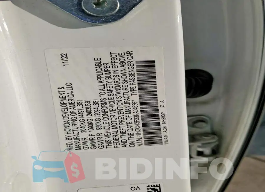1HGCV3F23NA046367 Photo# 12
