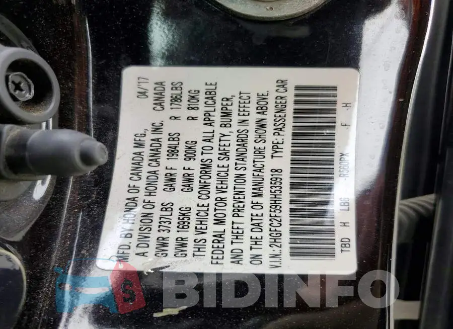 2HGFC2F59HH535918 Photo# 13