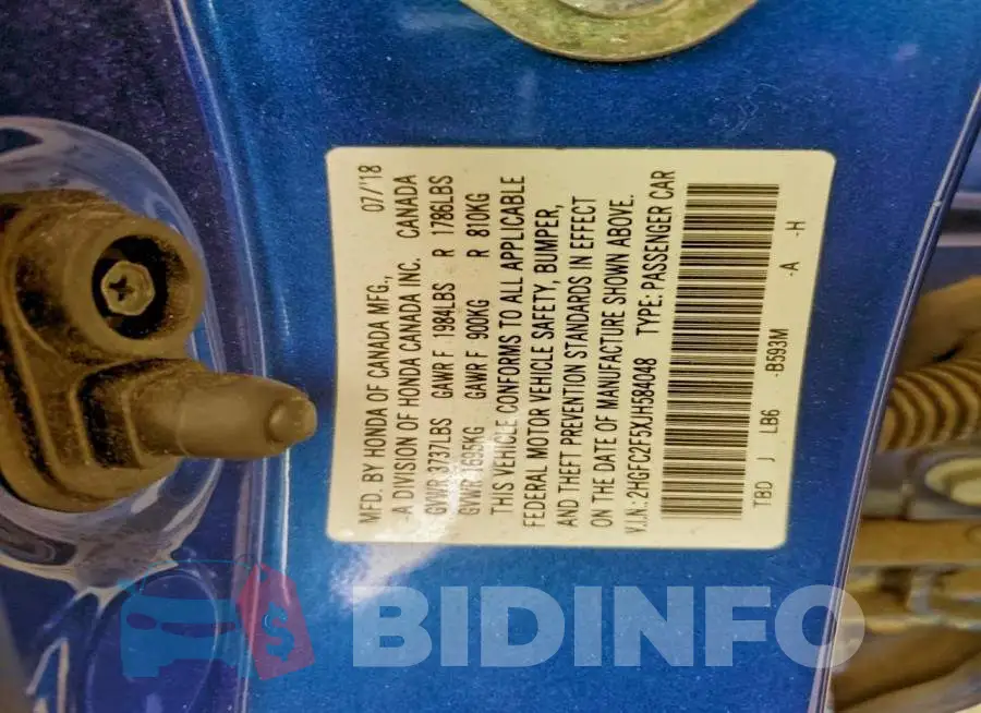 2HGFC2F5XJH584048 Photo# 12