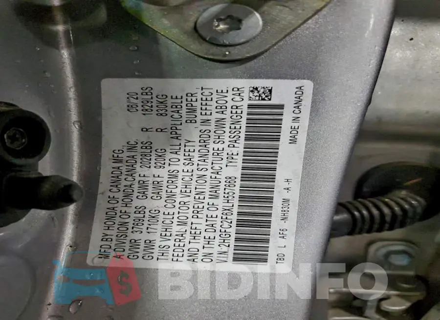 2HGFC2F6XLH557668 Photo# 12