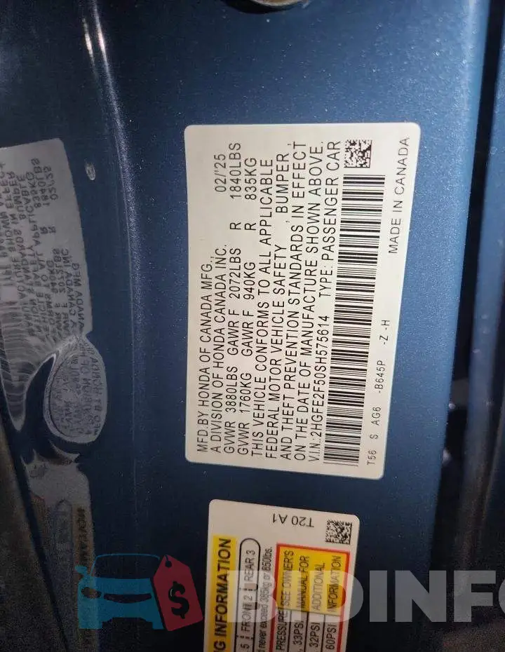 2HGFE2F50SH575614 Photo# 12
