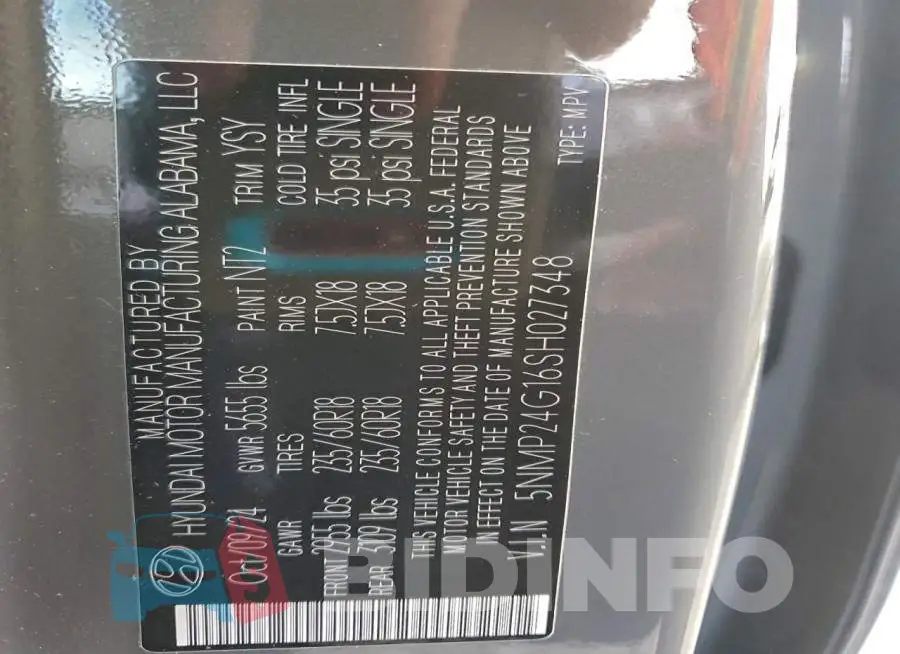 5NMP24G16SH027348 Photo# 13