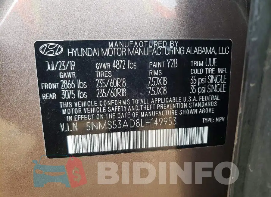 5NMS53AD8LH149953 Photo# 13